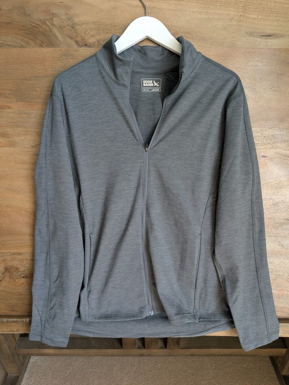 Eddie Bauer EB121 Full Zip Jacket Womens L Gray Polyester Stretch NWOT